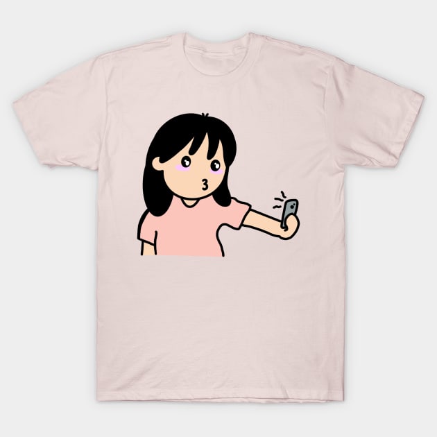 cute little selfie girl T-Shirt by stickersnesia